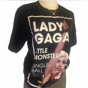 Lady Gaga Jingle Ball 2011 Black Cotton T-shirt Little Monsters Size Medium